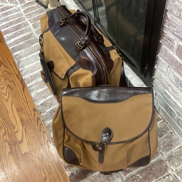 Canvas leather and brass travel luggage set